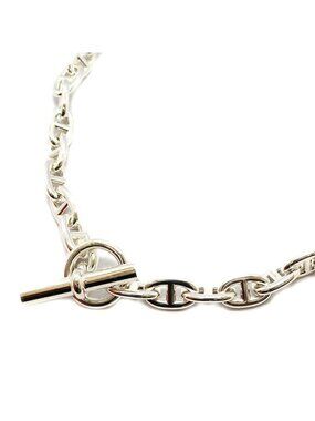 Hermes Chaine D'ancre Necklace MM 36 Links Silver
